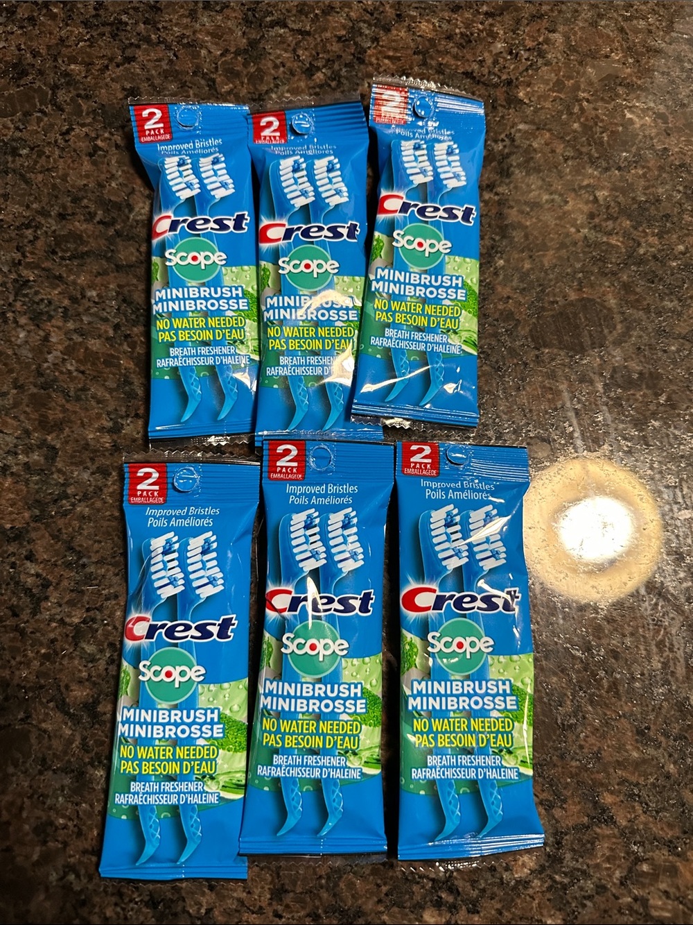 Bundle 6 Crest Scope Minibrush Breath Freshener - Blue (Pack)